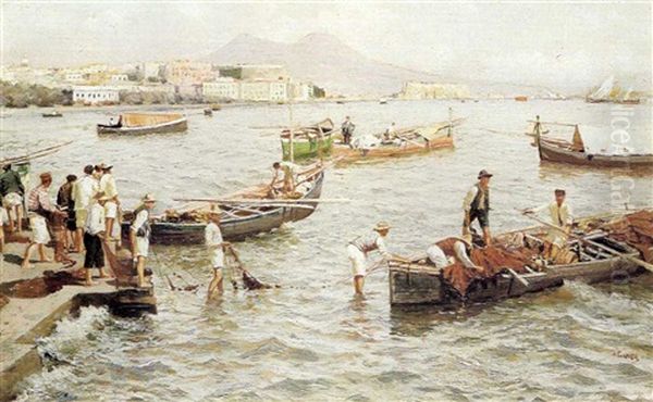 Fishing Vessels Off Castel Dell'ovo, Naples - view 1