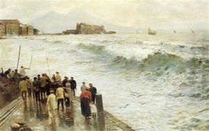 Stormy Weather, Castel Dell'ovo, Naples by Attilio Pratella