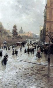 A Neapolitan Street Scene by Attilio Pratella