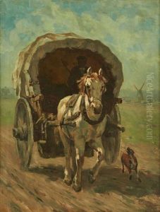 La Carriole Attelee by Edmond Joseph De Pratere