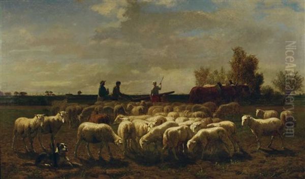 Landschaft Mit Schafherde Und Pflugenden Bauern - view 1