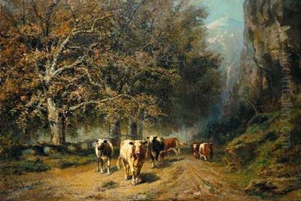 Waldlandschaft Mit Kuhherde - view 1