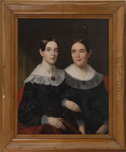 Half-length Portrait Of Two Sisters Wearing Black Dresses With White Collars - view 1