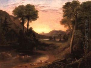 Indians Bathing - A Scene Of New England
