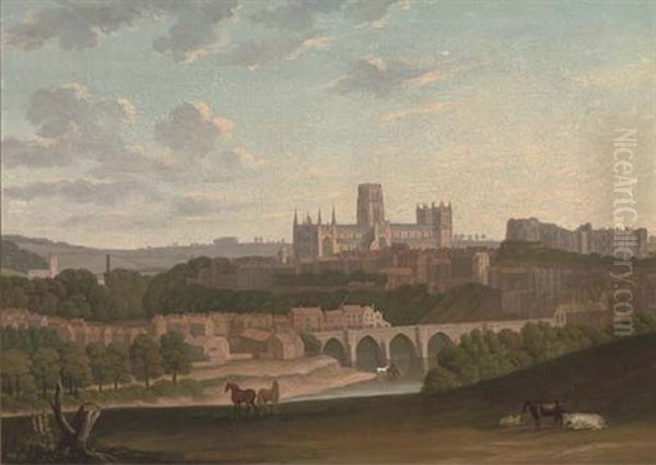 An Extensive View Of Durham, With Cattle And Horses In The Foreground - view 1