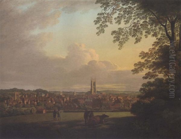 An Extensive View Of Derby, With Figures And Cattle In The Foreground - view 1