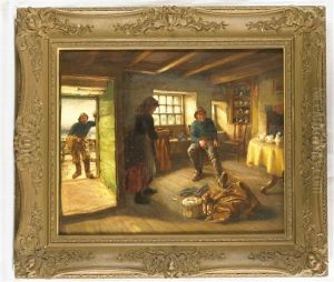 Aufbruch Zum Fang - Stubeninterieur Mit Fischer Mit Seiner Frau Aufbruch Zum Fang - Stubeninterieur Mit Fischer Mit Seiner Frau