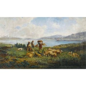 Kustenpartie Mit Schafherde Kustenpartie Mit Schafherde