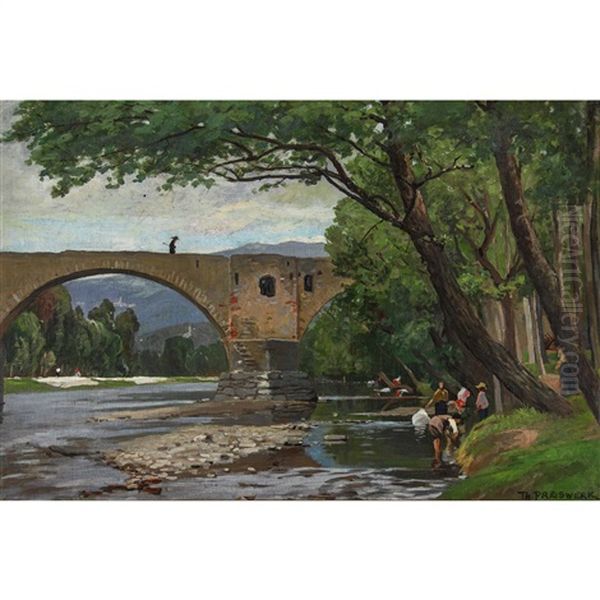 Wascherinnen Vor Einer Alten Brucke - view 1
