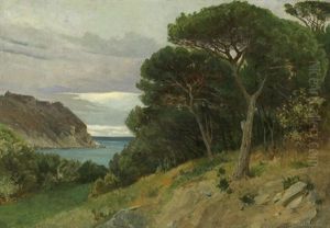 Landschaft Bei Sestri Levante In Ligurien by Hermann Prell