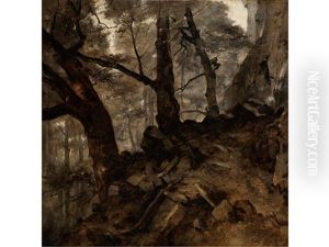 Waldhang Oberhalb Von Motz (tirol/inntal) by Friedrich Johann C.E. Preller the Elder
