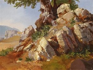 Felsenlandschaft (study) by Friedrich Johann C.E. Preller the Elder