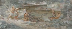 Italienische Fluslandschaft Mit Fahrmannstelle by Friedrich Johann C.E. Preller the Elder