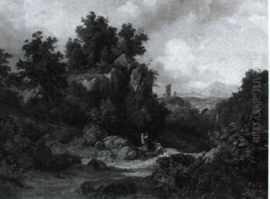 Italienische Berglandschaft Mit Rastenden Frauen by Friedrich Johann C.E. Preller the Elder