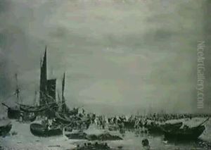 Fleets Along The Shore by Friedrich Johann C.E. Preller the Elder