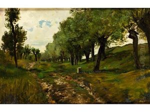 Sommerliche Allee by Friedrich, the younger Preller