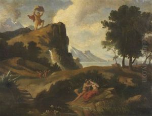 Der Eifersuchtige Zyklop Polyphem Erschlagt Akis, Den Liebhaber Der Nereide Galateia Mit Einem Felsbrocken