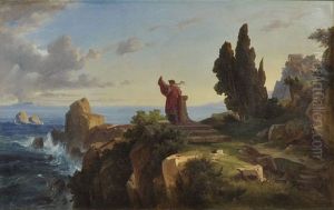 Griechische Kustenlandschaft Mit Figur Der Sappho by Friedrich, the younger Preller