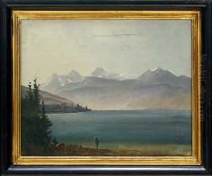 Schweizer Gebirgssee Mit Einem Angler, Wohl Thuner See by Friedrich, the younger Preller