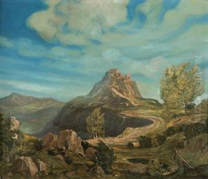 Blick Auf Die Ruine Der Burg Canossa by Friedrich, the younger Preller
