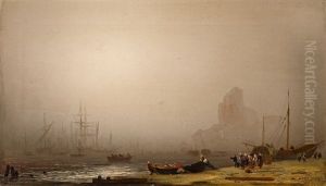 Strandszene Im Nebel