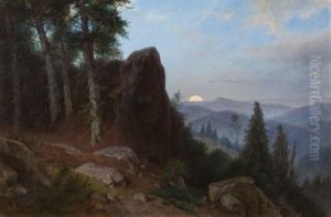 Aufgehender Mond Im Gebirge