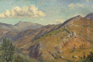 Berglandschaft Zwischen Civitella Und Roiate Mit Blick Auf Den Monte Serrone