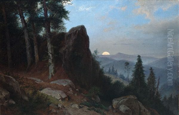 Gebirgslandschaft Bei Aufgehendem Mond - view 1