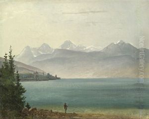 Schweizer Gebirgssee Mit Einem Angler by Friedrich, the younger Preller