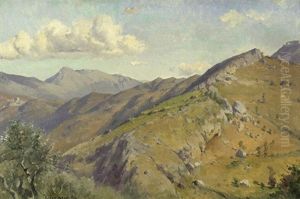 Berglandschaft Zwischen Civitella Und Roiate Mit Blick Auf Den Monte Serrone (study)