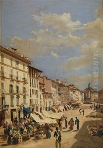 An Italian Country Market by Luigi (Ludwig Osipovich) Premazzi