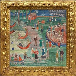 Fruhlingslandschaft Mit Teich Und Reetgedeckten Katen by Charles E. Prendergast
