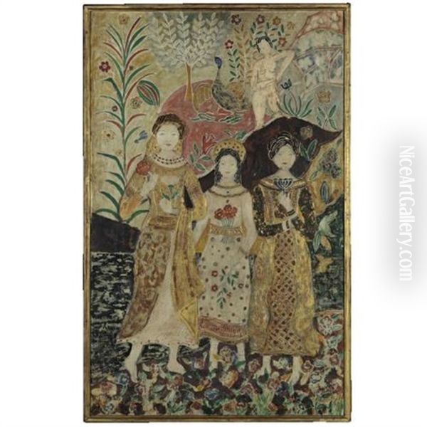 An Exotic Garden With Four Figures - view 1