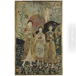 An Exotic Garden With Four Figures by Charles E. Prendergast