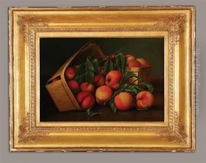 Still Life Of Two Baskets Of Peaches by Levi Wells Prentice