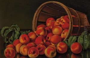 Still Life With Peaches In A Basket by Levi Wells Prentice