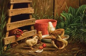 Barnyard Scene by Levi Wells Prentice
