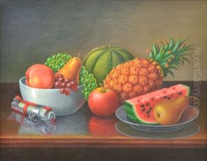 Still Life With Watermelon And Fruits by Levi Wells Prentice
