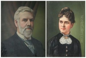 Portrait Of Artist's Mother (+ Father; 2 Works) by Levi Wells Prentice
