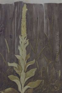 Flowering Plant Against A Fence by Levi Wells Prentice