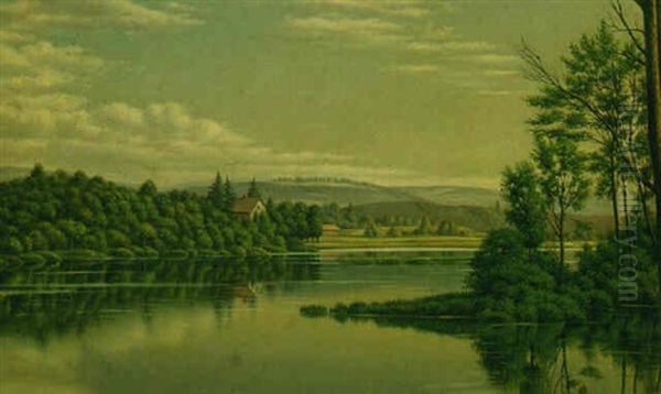 Lake With Cottage - view 1