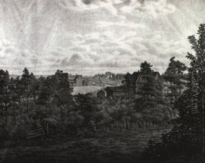 Farmhouses In Autumn by Levi Wells Prentice