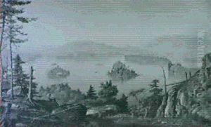 Panoramic View Of A Lake In Autumn by Levi Wells Prentice