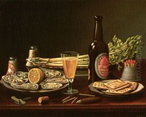 Still Life With Bass Ale And Oysters by Levi Wells Prentice