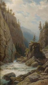 Pair Of Works: Landschaft Bei Muhlen Am Oberhalbsteiner Rhein / Die Via Mala Bei Thusis (engadin)