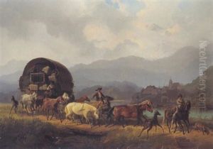 Der Wanderzirkus Am Weg In Die Stadt