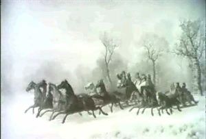 Sechsergespann Und Dreierwagen Auf Tief Verschneiter Waldlichtung by Johann Erdmann Gottlieb Prestel