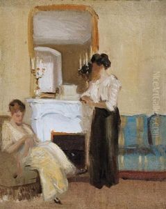 Two Women By Fireplace by May Wilson Preston