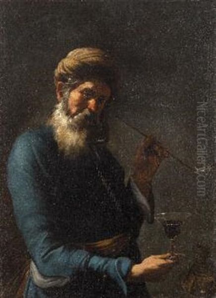 Uomo Con Pipa E Bicchiere - view 1