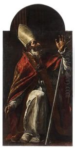 Saint Eveque Tenant Une Palme De Martyre